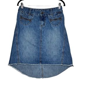 Y2K Bubblegum High Low Denim Jean Low Rise Skirt Size 5/6